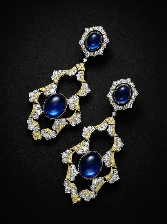 Close up of the Sapphire Ascend earrings