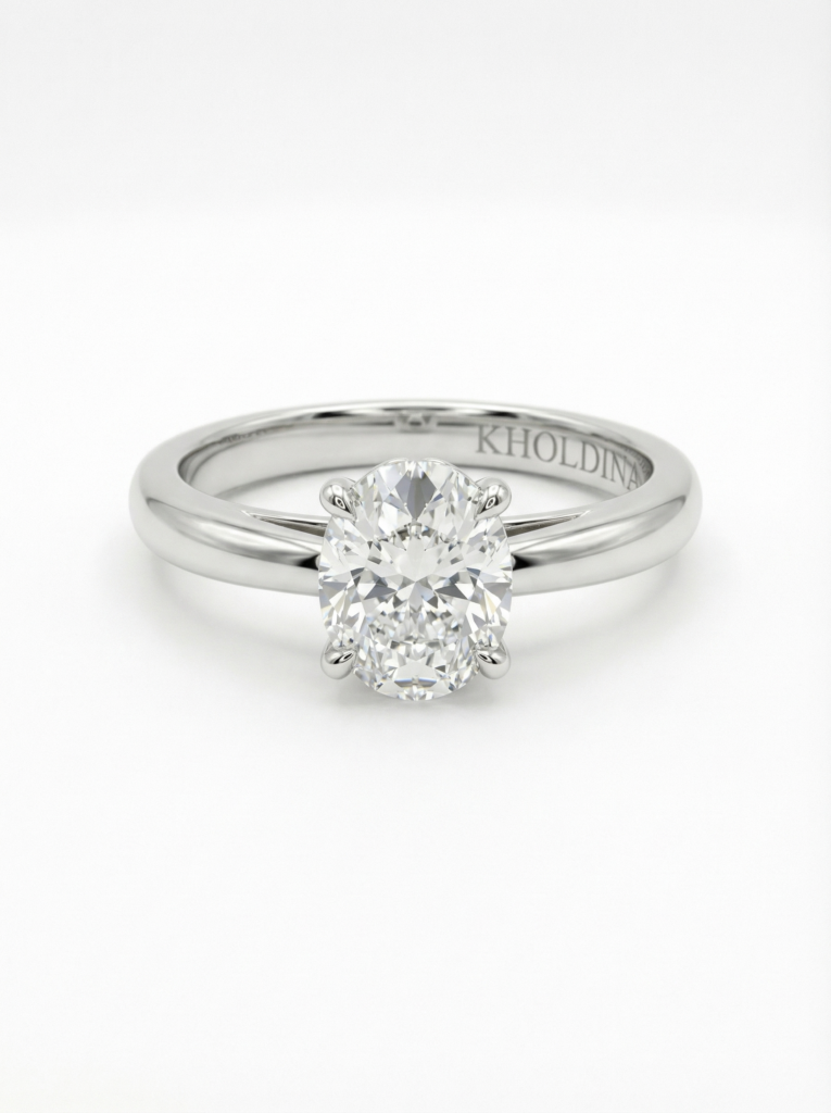 Bespoke Engagement Ring White Gold Oval Diamond