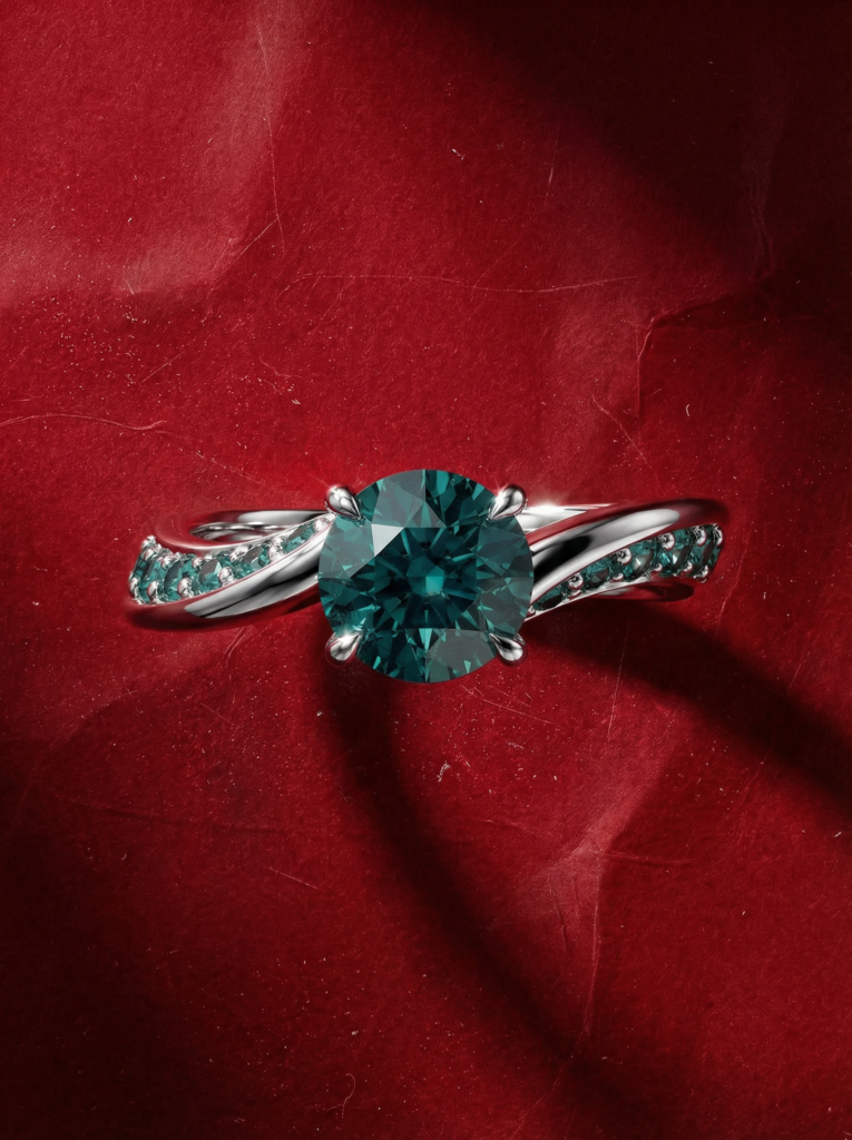 Teal Sapphire Bespoke Engagement Ring