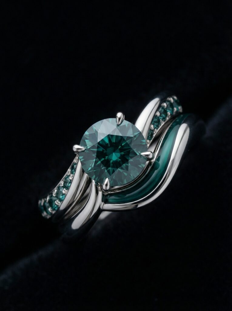 Teal Sapphire Bespoke Engagement Ring