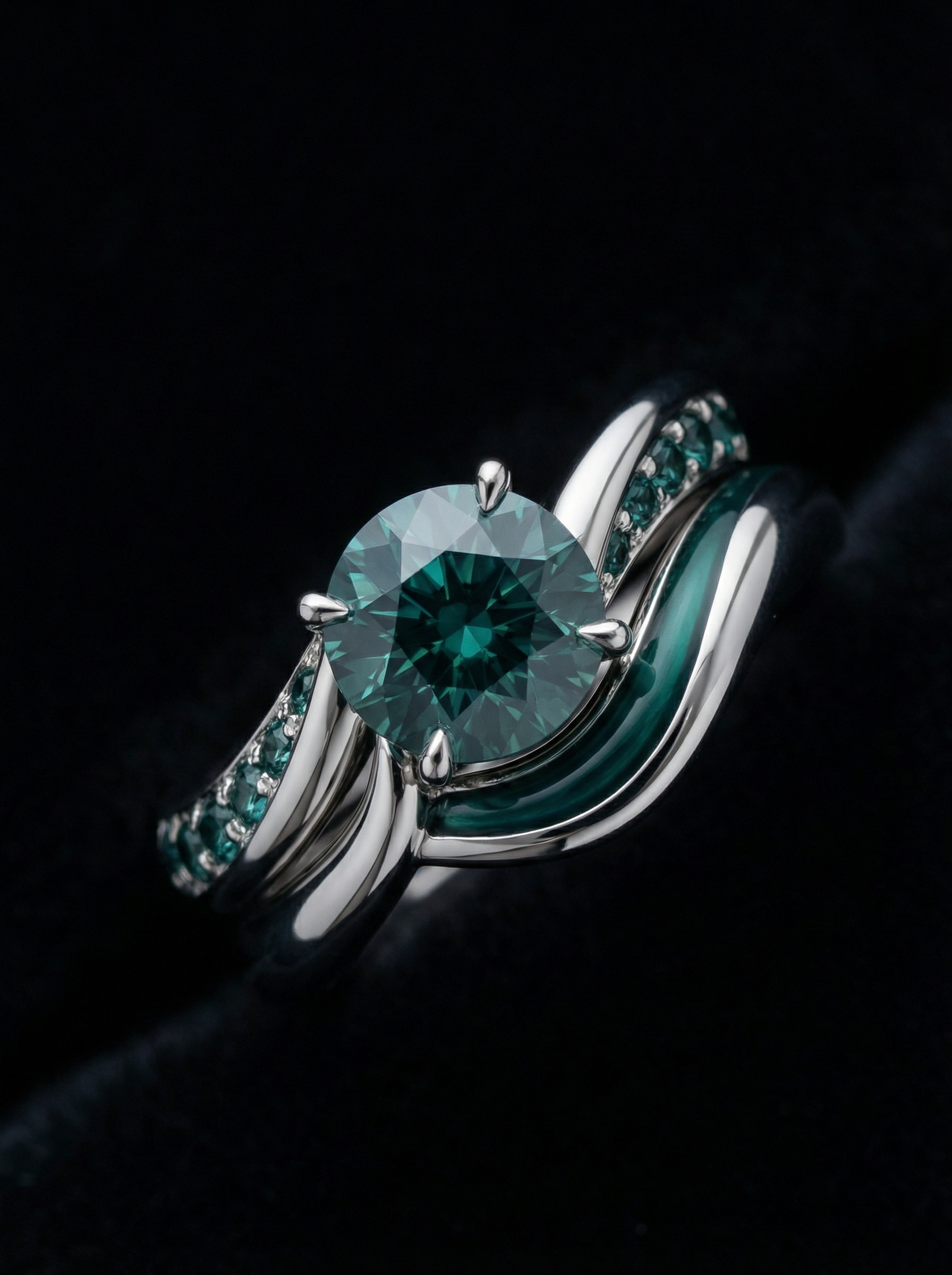 Teal Sapphire Bespoke Engagement Ring