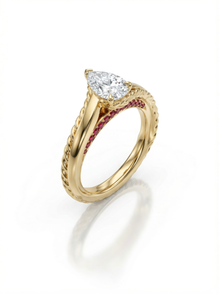Little Bird Yellow Gold Pear Diamond