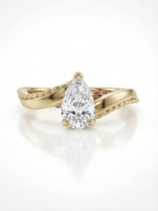 Little Bird engagement ring yellow gold pear diamond